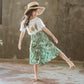 Girls' Summer Fashionable Suits Big Kids Children's Clothes Western Style Wide-leg Pants Printed Two-piece Suit