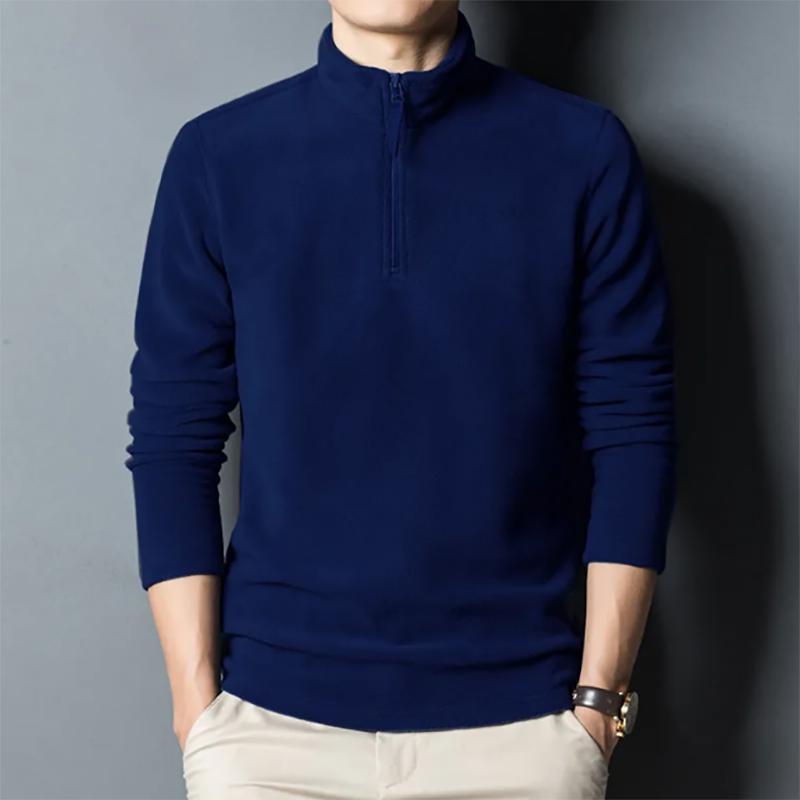 Fleece Sweater Men's Stand-up Collar Polar Fleece Bottoming Sweatshirts Long-sleeved Warm Half-high Collar Zipper Sweater