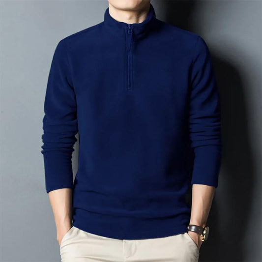 Fleece Sweater Men's Stand-up Collar Polar Fleece Bottoming Sweatshirts Long-sleeved Warm Half-high Collar Zipper Sweater