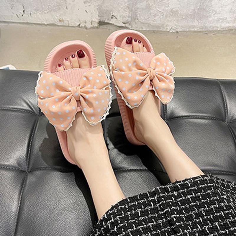 Western Style Sandals Female Summer Fashion Outer Wear with 4cm Slippers Step on Shit Sense Student Cute Bow