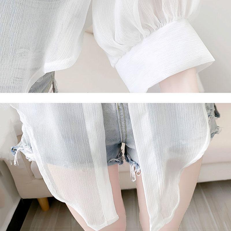 Chiffon Doll Sleeve Cardigan Women's Thin Sun Protection Shirt Short Outer Shawl Loose Top Thin Coat