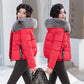 Women's Solid Color Down Jacket Mid-length Korean Loose Thick Coat Warm Cotton Coat Big Fur Collar Winter Clothes Quilted Coat