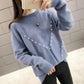 Autumn and Winter Loose Top with Round Neck Sweater All-match Beaded Female Bottoming Shirt