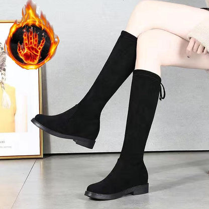 Zipper High Boots Women's High Heels Knight Boots But Knee Martin Boots Women's Shoes Mid-tube Boots Long Boots Winter Plus Velvet Boots