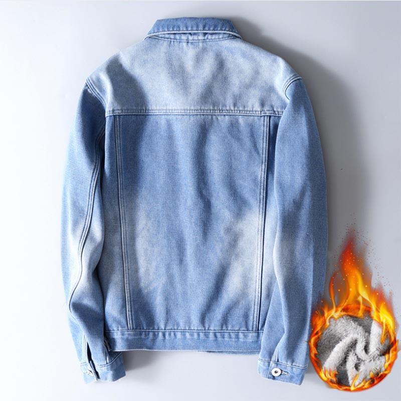 Men Winter Jean Jackets Lightblue Cowboy Outerwear Warm Denim Coats New Men Wool Liner Thicker Fleece Denim Jacket Plus Size 4xl