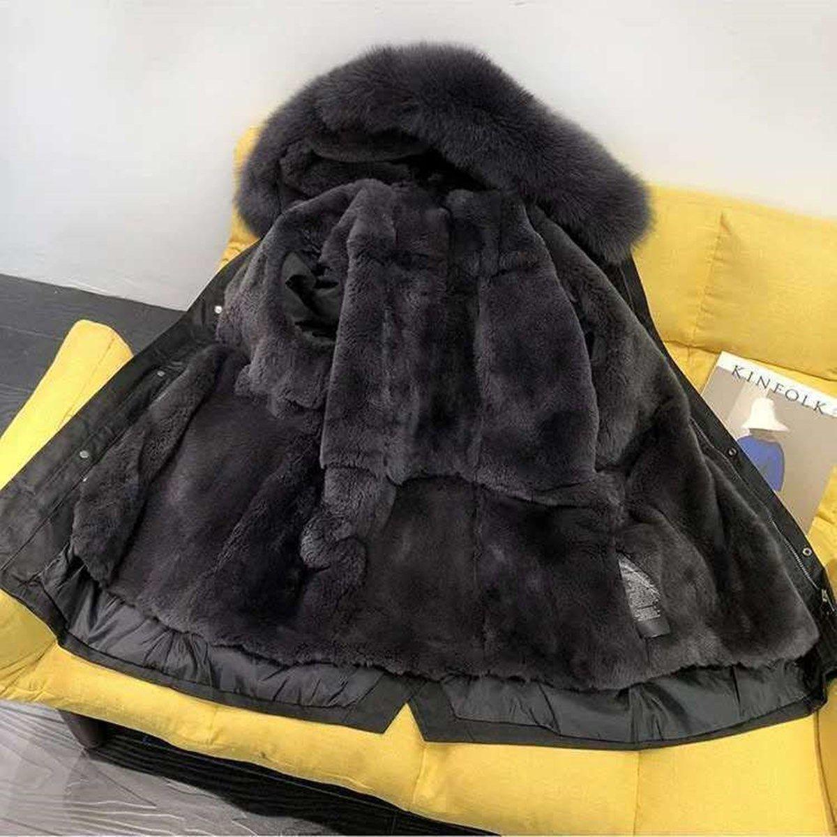 Winter Fur One Mid-length Men's Jacket Fashion Fox Fur Coat Thick Warm Parker Clothing