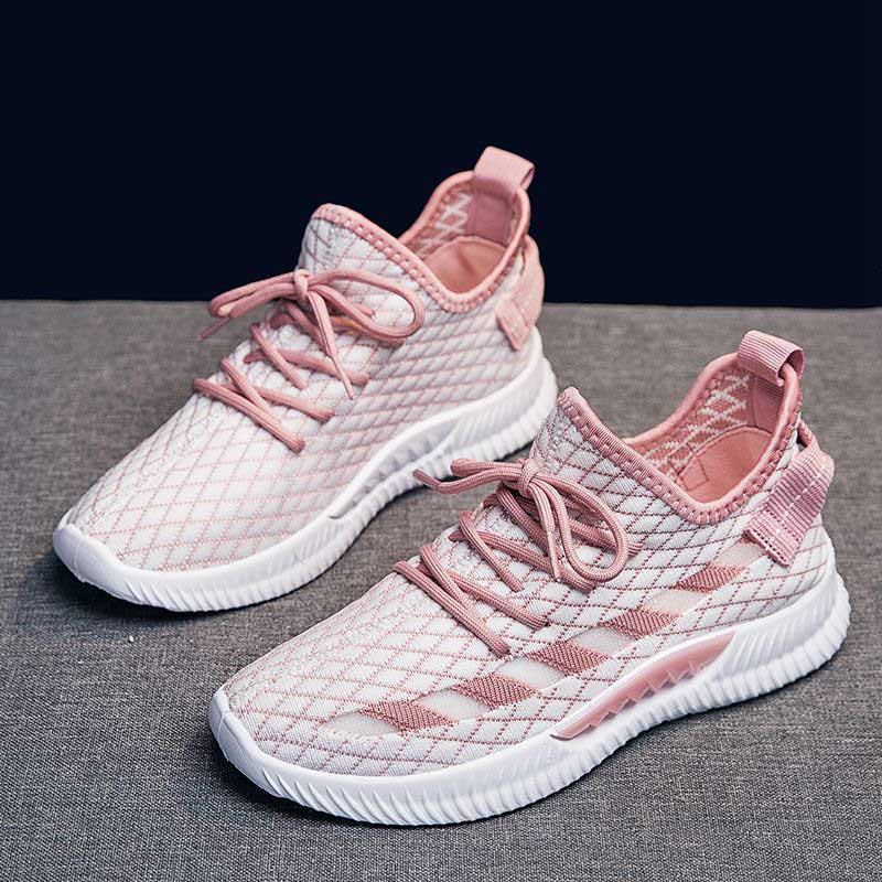 Plus Size 35-40 Summer Women Sneakers Students Knitting Breathable Running Basketball Shoes Shockproof Non-slip Pink Shoes