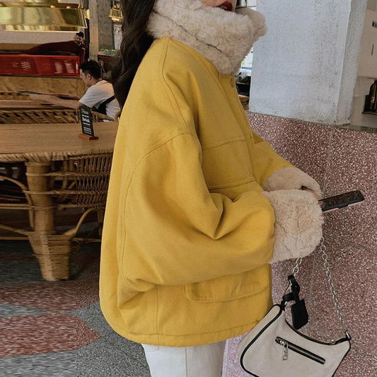 Winter Lamb Wool Coat Short Coat Korean Version Loose New Down Coat Oversize Women