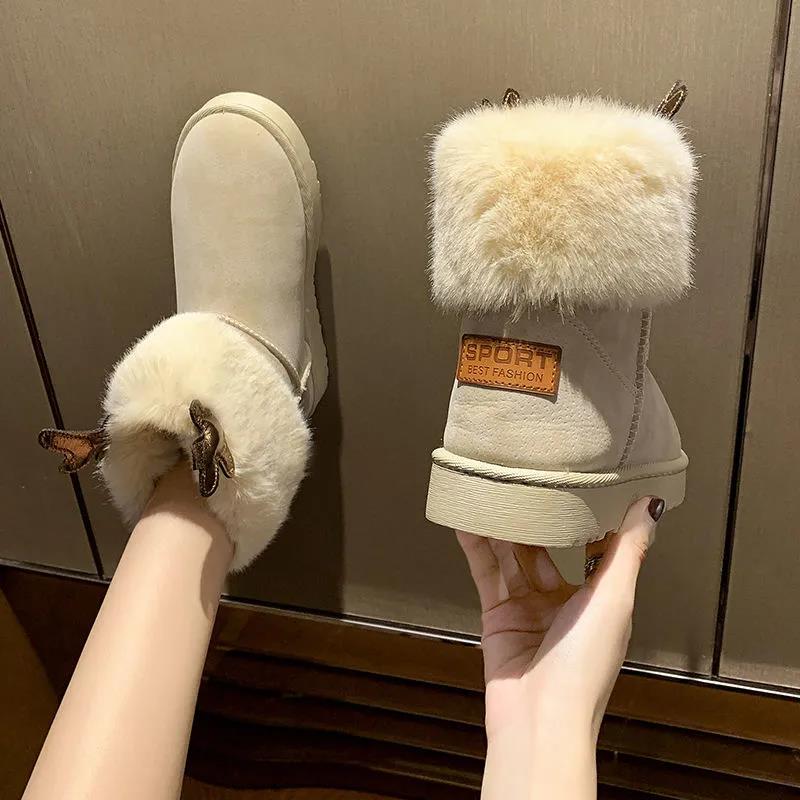 Women's Shoes Winter Warm Cute Elk Antlers Snow Boots Plus Velvet Cotton Shoes Women Casual Shoes