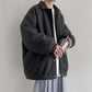 Warm Woolen Jacket Coat All-match Loose Thickened Lapel Woolen Coat Men and Women Casual Long-sleeved Zipper Jacket