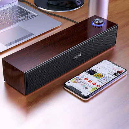 Multimedia Audio Computer Notebook Bluetooth Desktop Long Wooden Small Speaker Mini Subwoofer