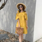 Summer Loose Strapless Bowknot Dress Loose and Thin Skirt Women's Mid-length Round Neck Strapless Simple Loose Dress Casual and Comfortable