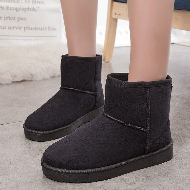 Winter Leather Snow Boots Women's Waterproof Non-slip Short Tube Warm and Velvet Thick Ankle Boots Korean Boots Cotton Shoes
