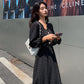 Hepburn Style French White Skirt Long-sleeved Dress Female Waist Was Thin and Temperament Mid-length Fairy Skirt