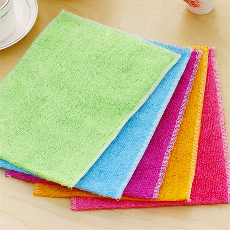 10PCS / Bag Laundry Cloth Dish Cloth Rag Bamboo Fiber Household Cleaning Cloth Napkin Micro Fiber