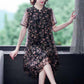 Chiffon Floral  Dress L-XXXXXL Women's Summer Veil Short Sleeve Round Neck Lightweight and Breathable