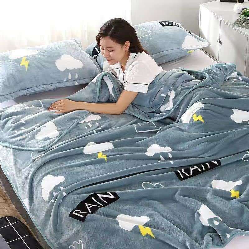 Coral Fleece Blanket Flannel Blanket Sheets Plus Fleece Single Double Dormitory Office Air Conditioning Blanket Soft Thin Blanket