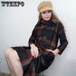 Plaid dress Long Sleeve Cotton Woolen Plus Size Vintage Women Casual Loose Autumn Winter Dress Elegant Clothes