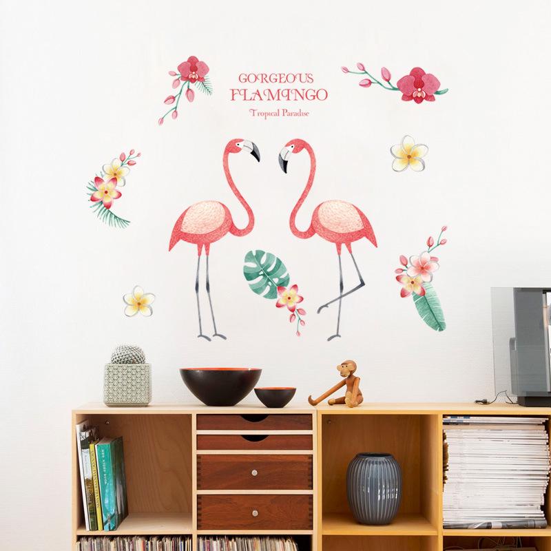 Flamingo Sticker Creative TV Background Wall Beautify Decorative Self-adhesive Wall Stickers