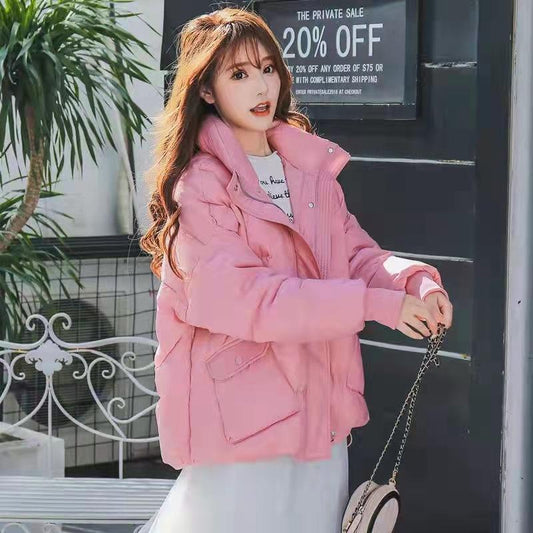 Short Down Jacket Women's Large Size White Duck Down Loose and Thick Women's Stand-up Collar Jacket