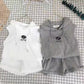 Two-piece Children's Boys Summer Suit Sleeveless Hooded Shorts Girl Suit for 2-8 Years