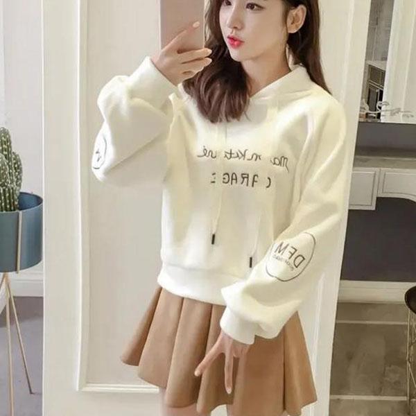 Thin Hooded Character Sweater Women Spring and Autumn All-match Loose Student Clothes