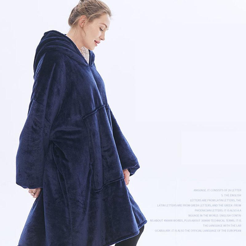 Wearable TV Blanket Hooded Blankets for Adult Sofa Cozy Super Soft Warm Blanket with Sleeves Hoodie Oversized Sweatshirt