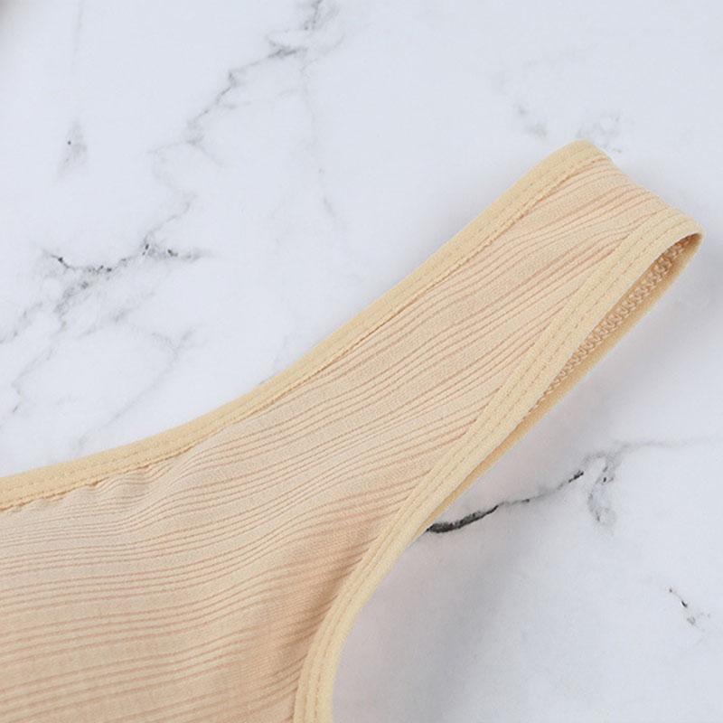 Vest-style Front Buckle No Steel Ring Gather Underwear Plus Size Fixed Double Shoulder Strap  Thin Soft Texture Breathable Solid Color Bra