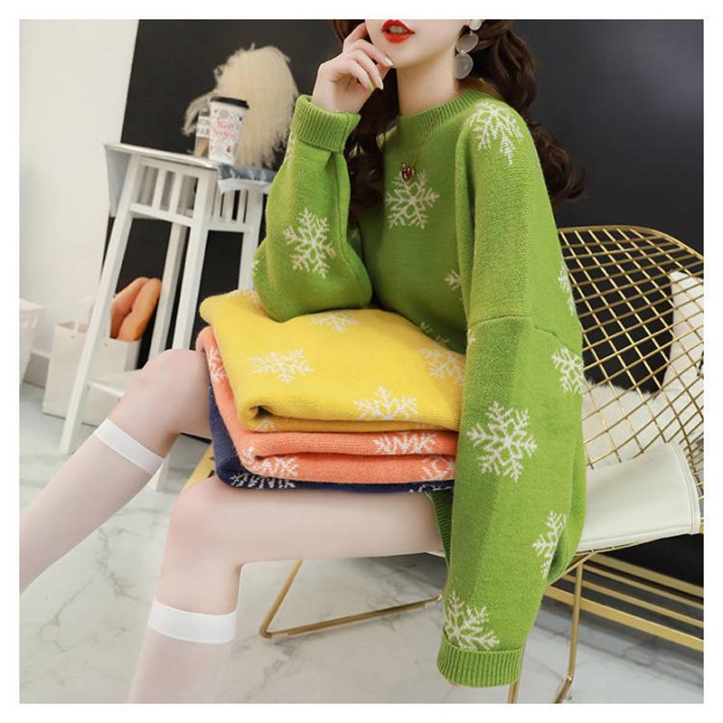 Pofulove Lazy Wind Jacket Wild Sweater Women Sweater Female Students Korean Loose Round Neck Hooded