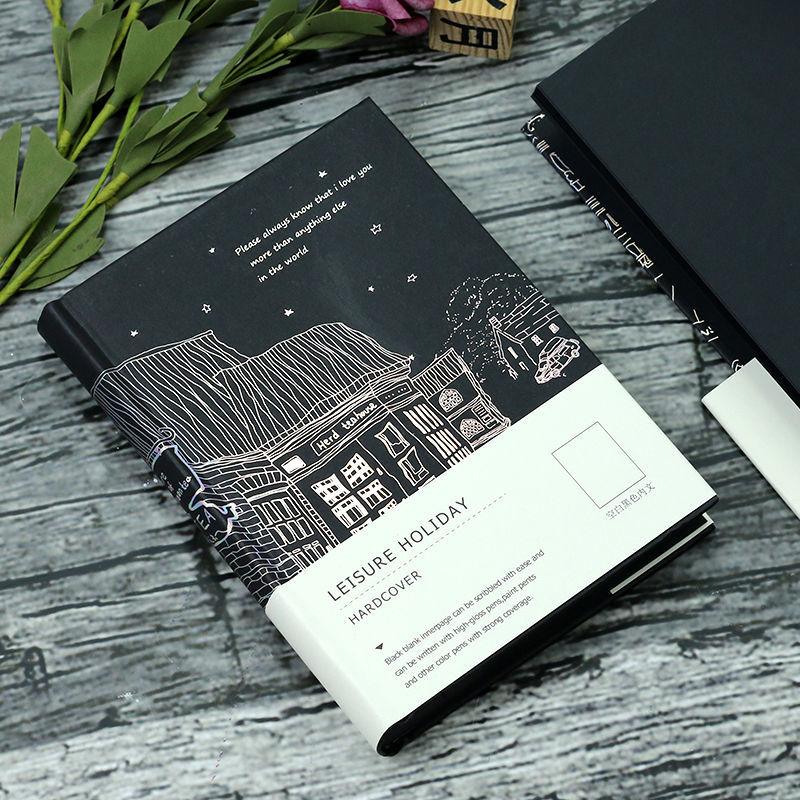 Black Paper Inner Pages Creative Blank Black Card Diary Notebook DIY Hand-painted Hand Book