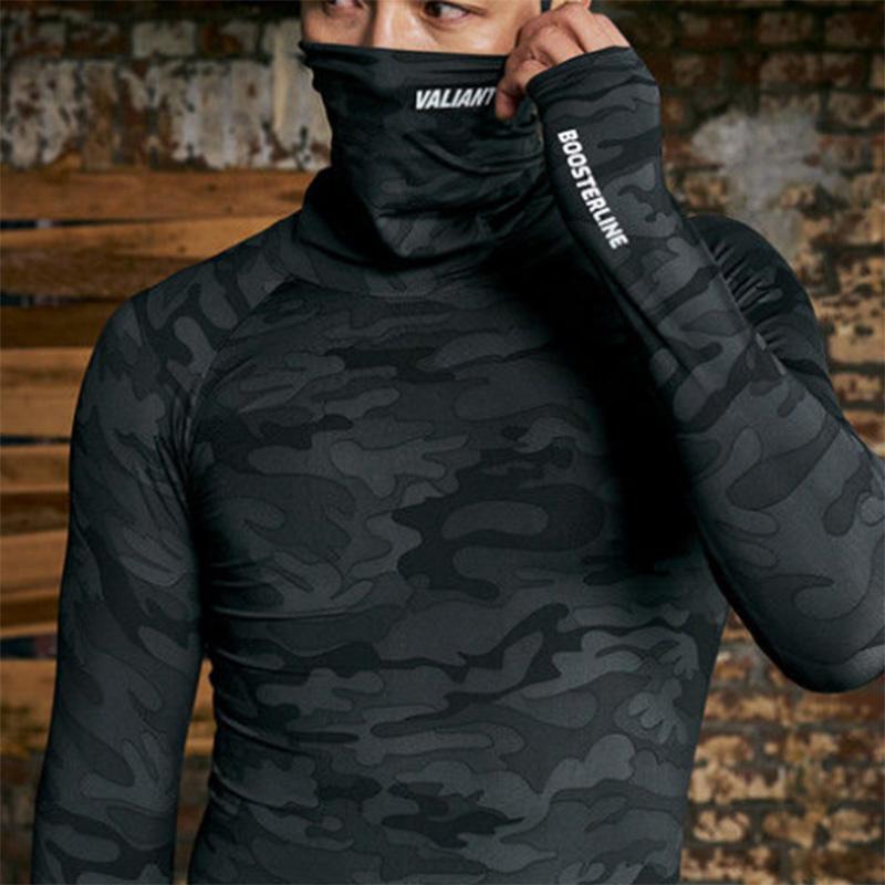 Men's Quick-drying Clothes Running Training Fitness Stretch Top Tide Brand Self-cultivation High-neck Long-sleeved T-shirt Showing Muscle Clothes