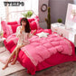 WTEMPO Thick Quilted lace Bedding set Bed set Princess Korean Girls White Pink Bed skirt set