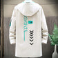 Men's Mid-length Windbreaker Youth Fashion Loose Warm Hooded Workwear Autumn Jacket