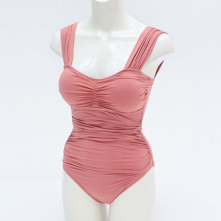 Small Chest Gathered U-neck One-piece Swimsuit Ladies Beach Swimsuit Ladies All-in-one Vacation Swimsuit Briefs Sexy Swimsuit