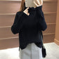 Autumn Winter Sweater Women Solid Color Turtleneck Sweater Thick Loose Solid Color Base Knit Sweater