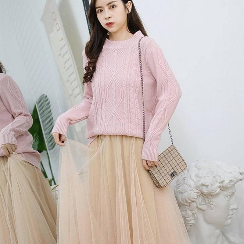 Women Winter Lazy Wind Round Neck Thick Sweater CoatNew  Loose Sweater Women's Sleeve