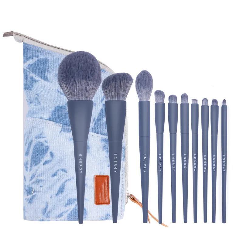 10pcs Makeup Set Brush Eye Shadow Loose Powder Eyebrow Brush Foundation Blush Brush Full Set of Brushes Super Soft