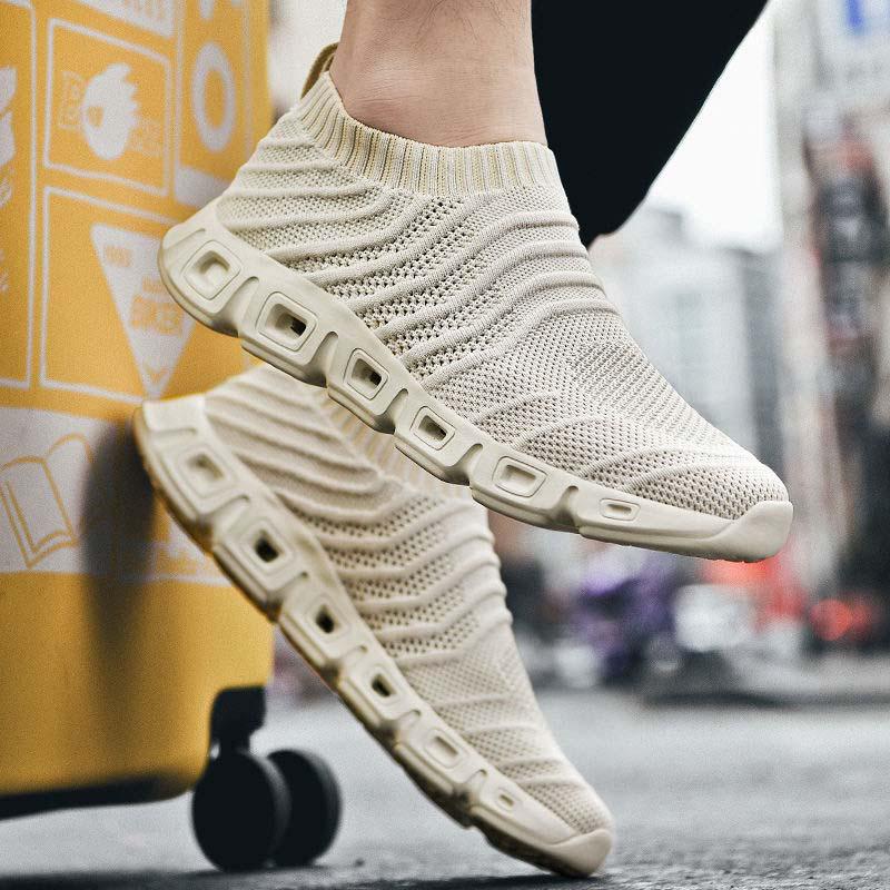 Plus Size 39-48 Summer Men Knitting Sneakers Comfortable Running Basketball Shoes Students Breathable Shockproof Non-slip Shoes
