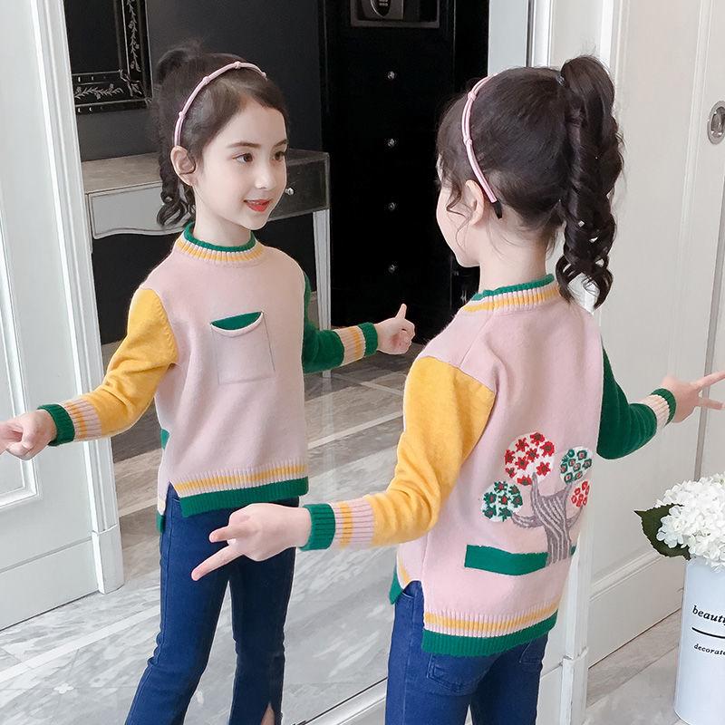 Autumn and Winter Little Girl Knitted Cardigan Long-sleeved Hooded Children's Sweater Loose Fashion Jacket