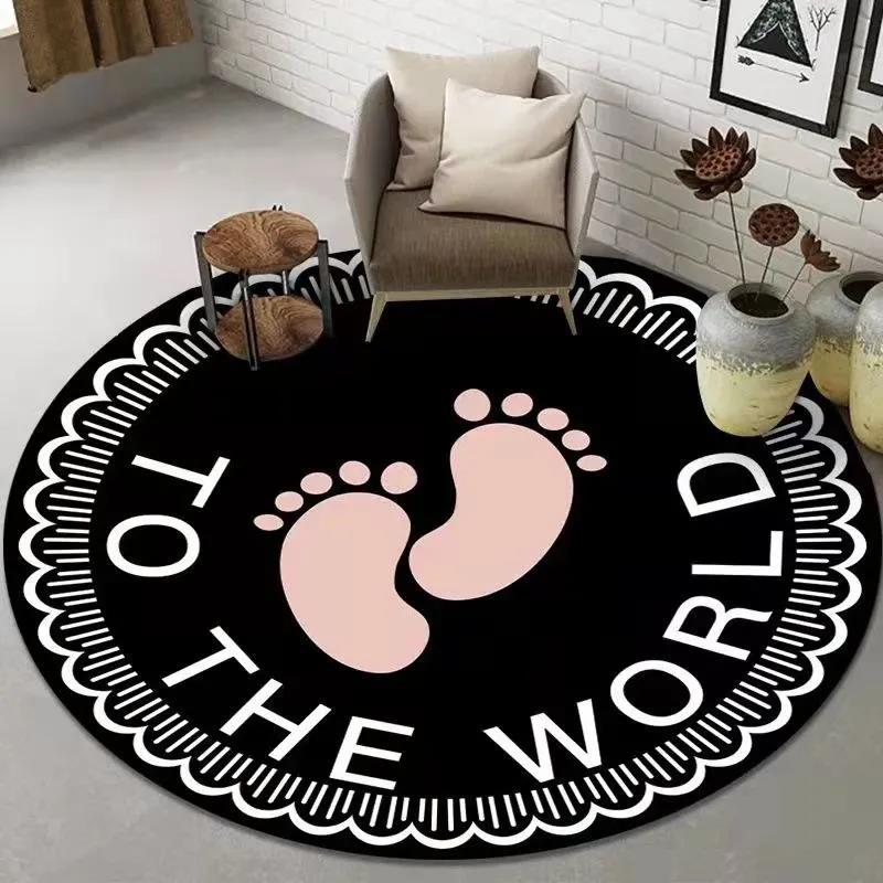 Round Carpet Bedroom Bedside Blanket Cartoon Floor Bed Room Home Sofa Pad Computer Chair Mat Diameter 80 / 100cm