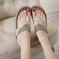 Size35-41 Summer Women Slippers Bohemian Beach Wear-resistant Waterproof Slippers Wedge Platform Leopard Print Sandals Outdoor High Heels Flip Flops