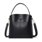 Real Cowhide Women Bucket Bag Casual Female Handbag Portable Multi-Layer Large Capacity Soft Surface 5 Colors