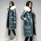 Women's Down Padded Jacket Long Over The Knee Winter Thickening Korean Loose Shiny Cotton Warm Jacket
