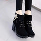 Women Autumn and Winter Short Ankle Boots British Style Solid Color Snow Boots Thick High Heels Martin Boots