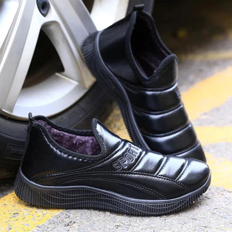 Men's Cotton Shoes Thick Boots Men's Shoes Winter Casual Leather Shoes High-top Plus Cashmere Warm Business Shoes