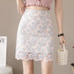Ladies Elegant Lace Flower Embroidered Skirt Spring Summer High Waist Slim A-line Skirt Pack Hip Skirt Short Skirt