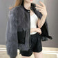 Women's Short Coat Stitching Fur with One Zipper Is Thin and Petite The Same Korean Version of Imitation Mink Fur Coat