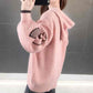 Women's Jacquard Hooded Pullover Loose-fitting Outer Wear Autumn and Winter Lantern Sleeve Sweater Jumper