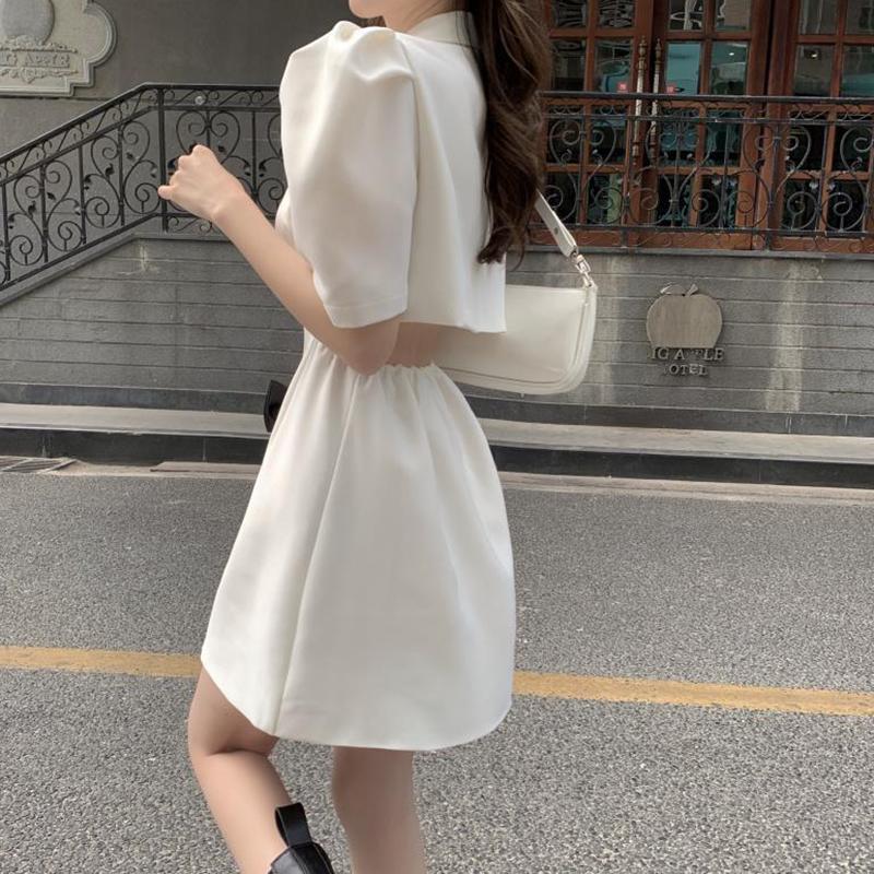 Bow Knot Waistless Suit Dress Women's New Temperament Fashion Waist-slung Royal Sister Style A-line Skirt Ladies Casual Suit Skirt