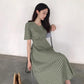 Dress Women Plaid V-neck long Sleeve Loose Fashion Leisure Sweet Korean Style Backless Lace-up Chic Student Ulzzang All-match